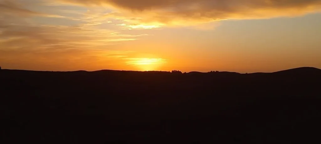 Spectacular sunset near Bertam, Sahara Desert in Morocco, on a 2-day trek adventure